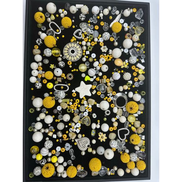Vintage To Modern Bead Soup Mix Yellow White Silicone Metal Glass Acrylic - Picture 1 of 5